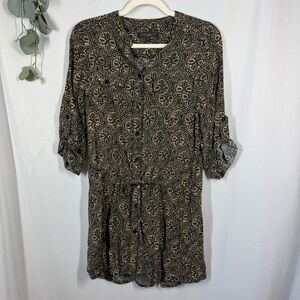Sanctuary | Tunic Top Cinched Waist Belt Printed Button Down Women's Size Small